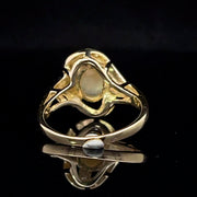 Opal and diamond 14k gold freeform ring bottom
