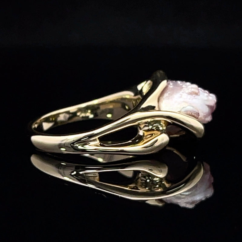Freshwater pearl 14k gold freeform ring side2