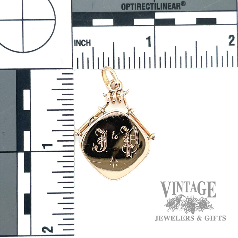 Antique 9k rose gold square locket with diamond accent