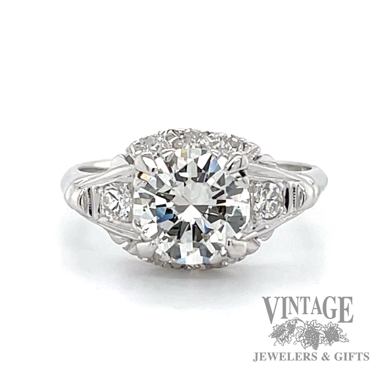 Antique 1.87 CTW diamond illusion head 18k white gold ring