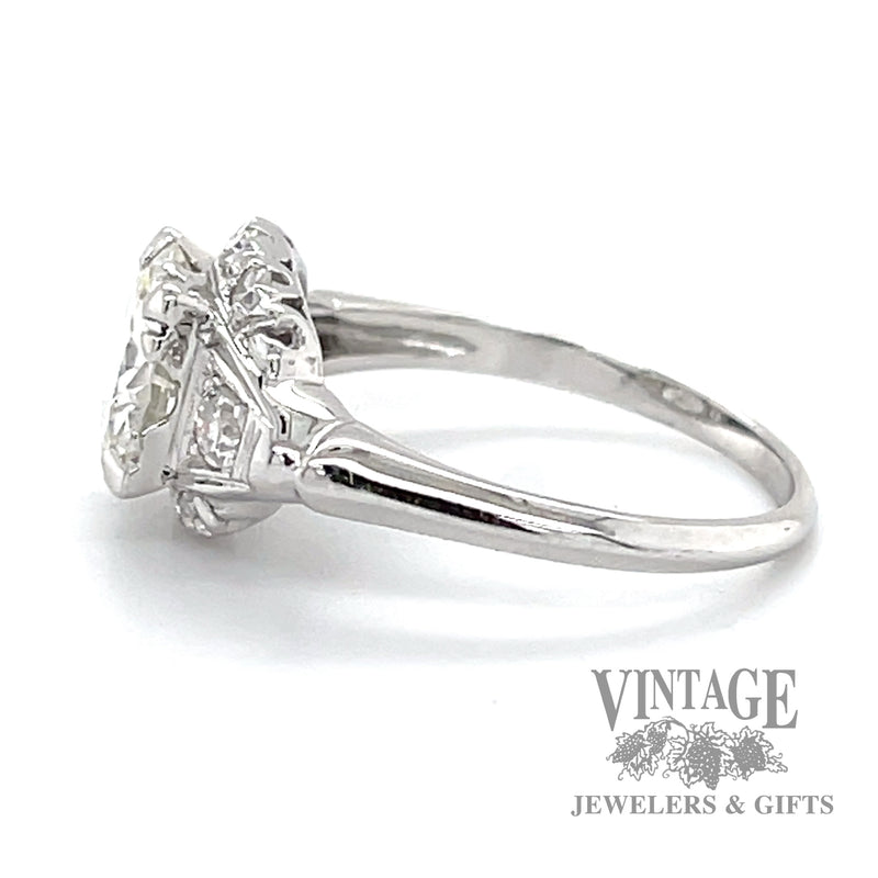 Antique 1.87 CTW diamond illusion head 18k white gold ring