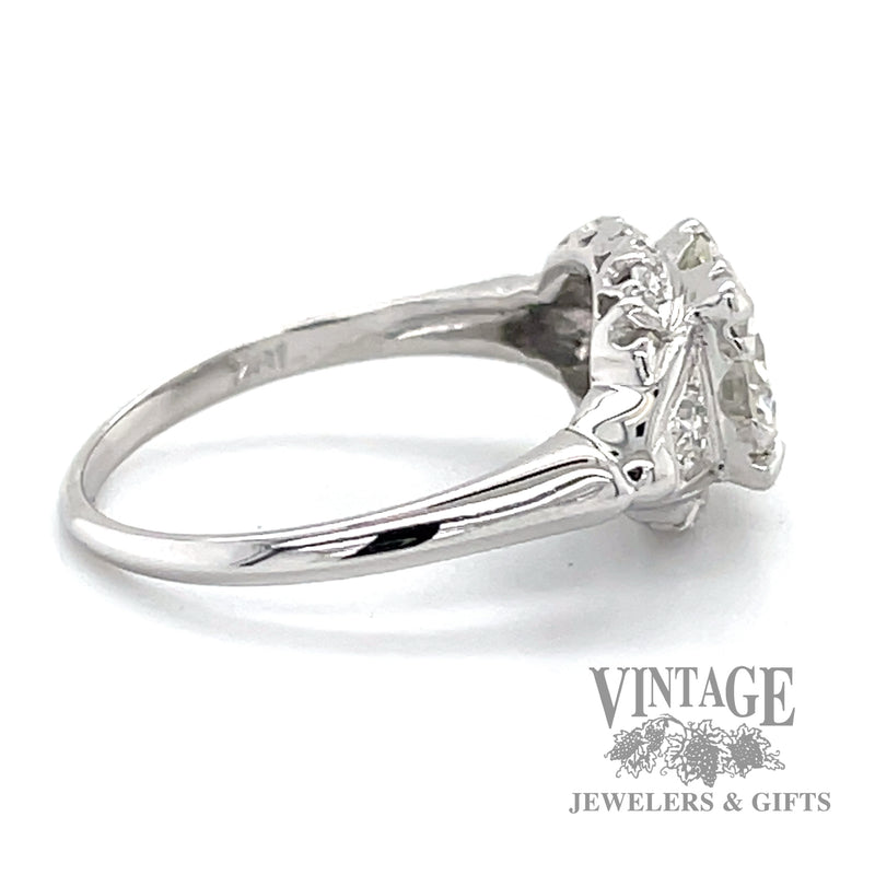Antique 1.87 CTW diamond illusion head 18k white gold ring