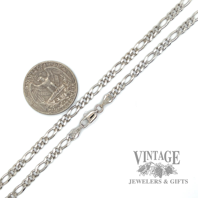 22" 14kw solid gold 3.75 mm figaro chain necklace scale