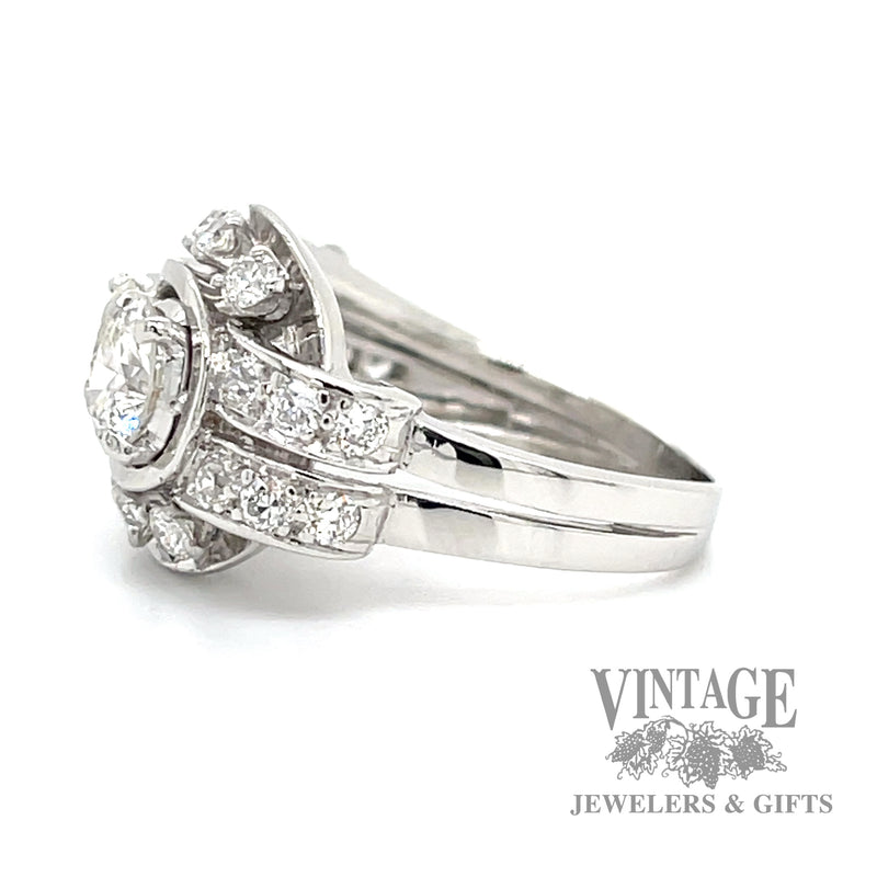Antique art deco 2.4 CTW natural diamond and platinum ring.