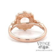 Morganite and diamond 14k rose gold halo ring bottom