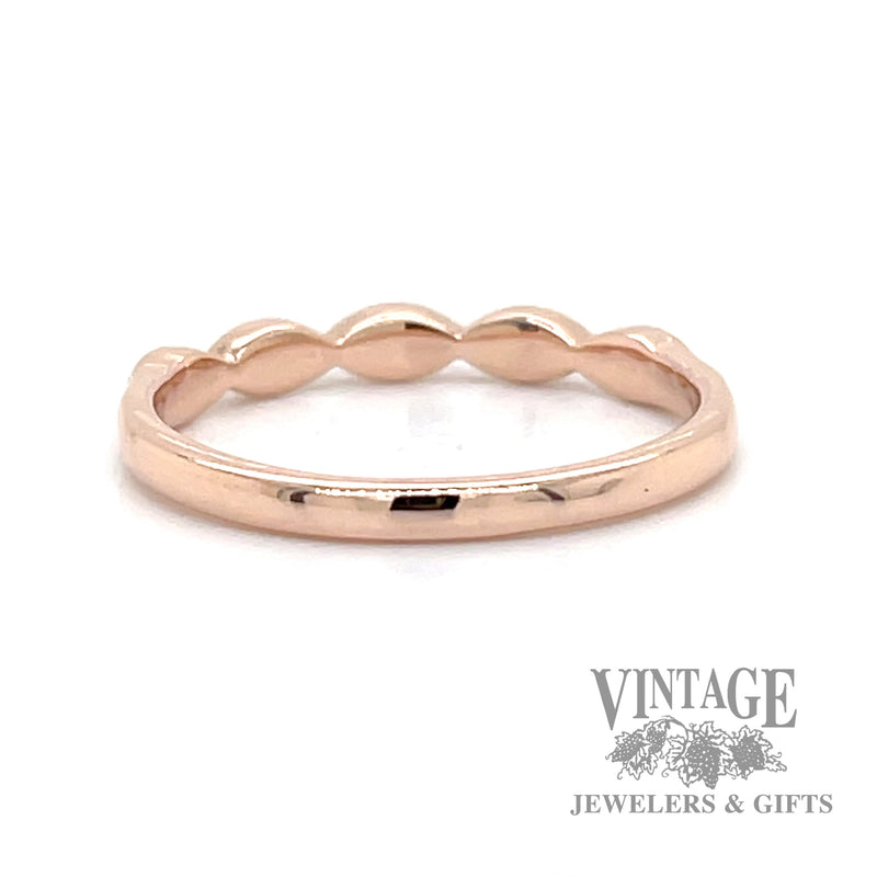 Marquise pattern 14k rose gold and diamond ring band
