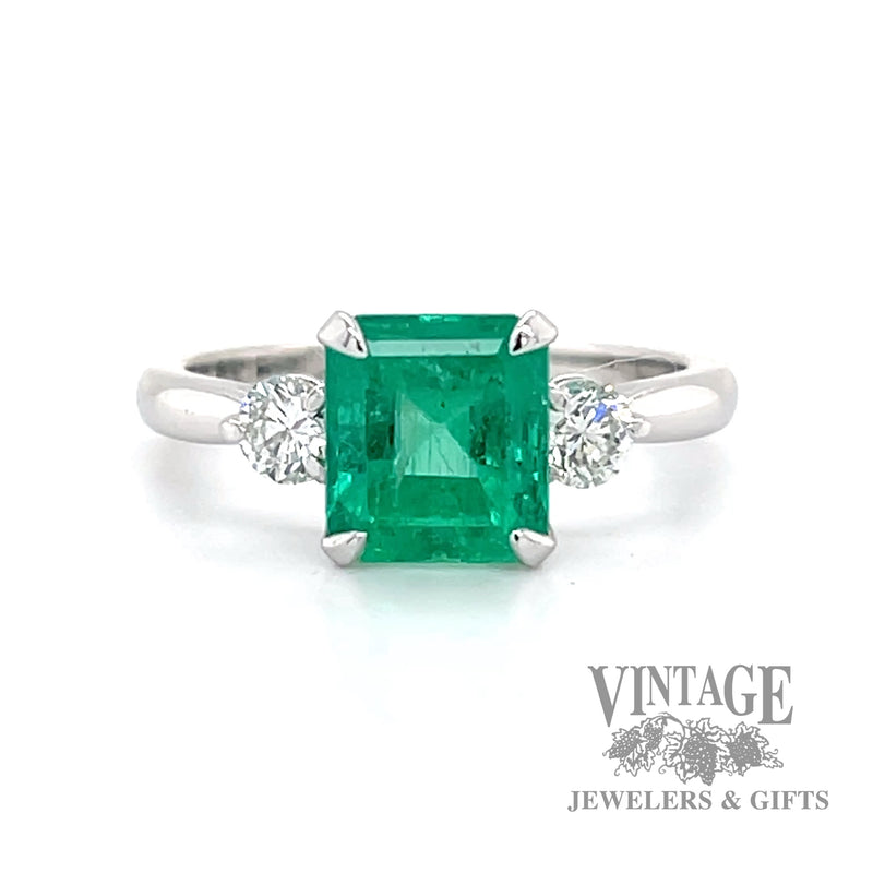 1.84 ct Colombian natural emerald and diamond 14kw gold ring.