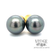 12 mm Tahitian pearl 18k gold stud earrings