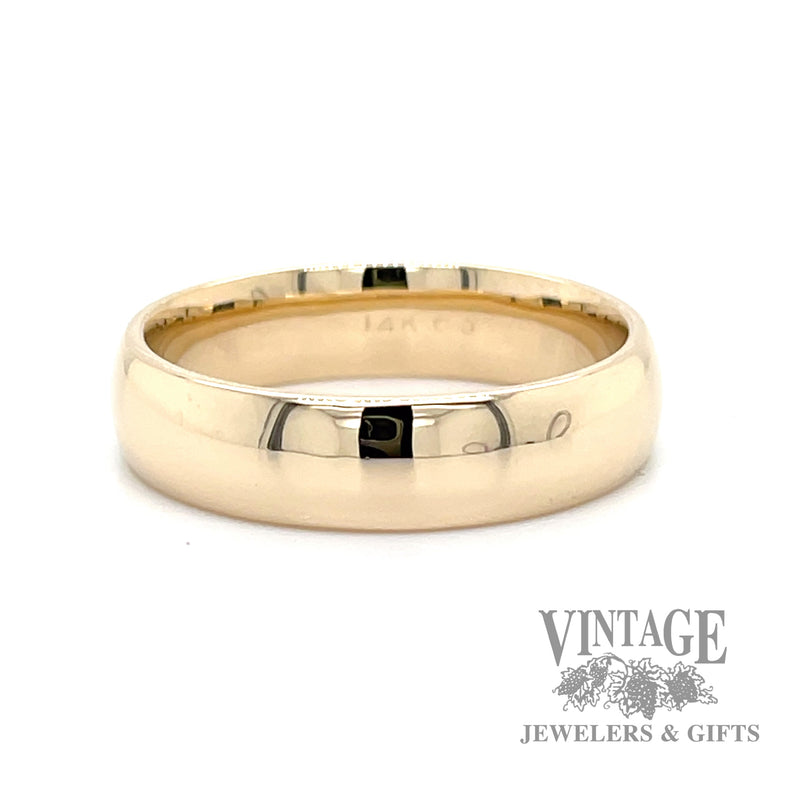 6 mm 14k gold half round comfort fit ring band