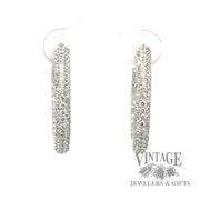 Diamond pave inside out 18kw gold tube hoop earrings