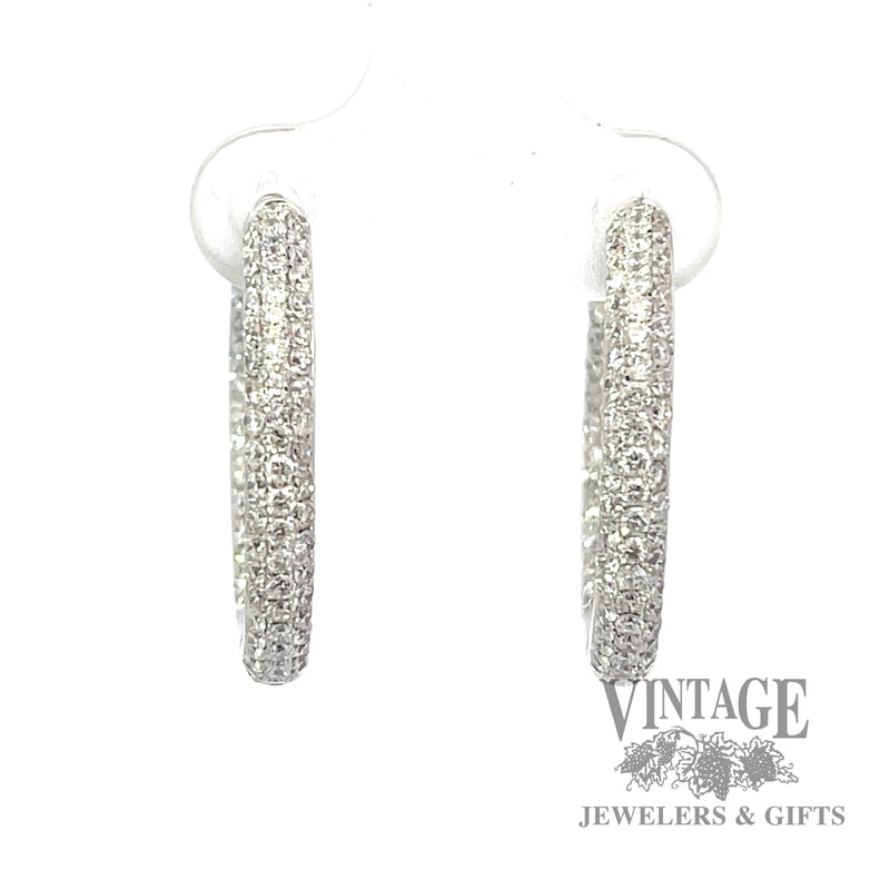 Diamond pave inside out 18kw gold tube hoop earrings
