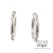 Diamond pave inside out 18kw gold tube hoop earrings back