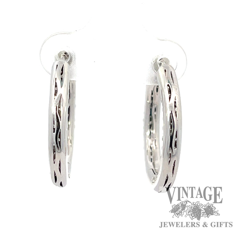 Diamond pave inside out 18kw gold tube hoop earrings back