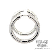 Diamond pave inside out 18kw gold tube hoop earrings side2