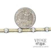 Twist 14k two tone diamond link station bracelet scale