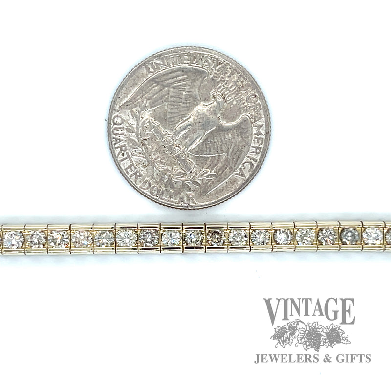 Channel set diamond line 14k gold bracelet scale