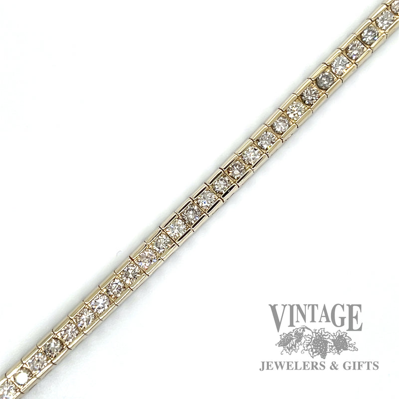 Channel set diamond line 14k gold bracelet