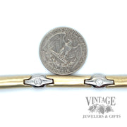 Contemporary 14k two tone gold and diamond link bracelet scale