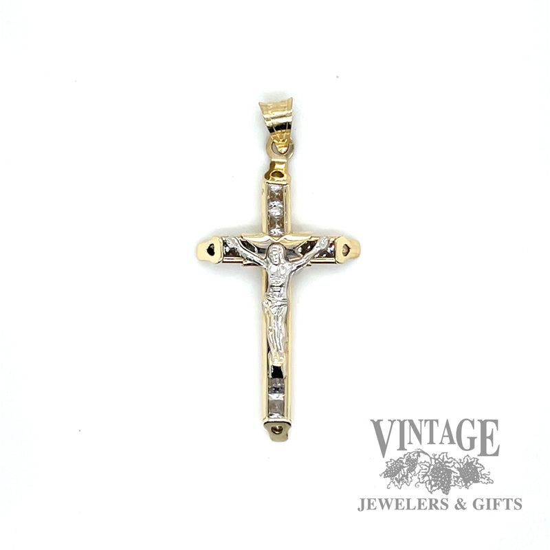 Crucifix 14k gold and CZ pendant