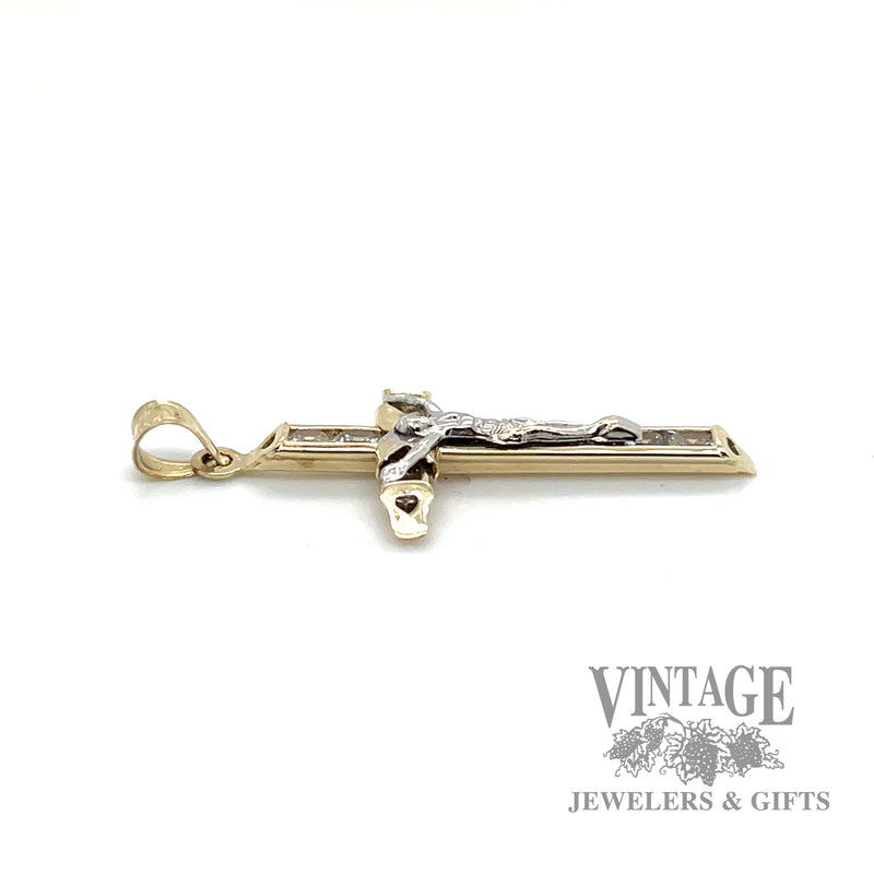 Crucifix 14k gold and CZ pendant