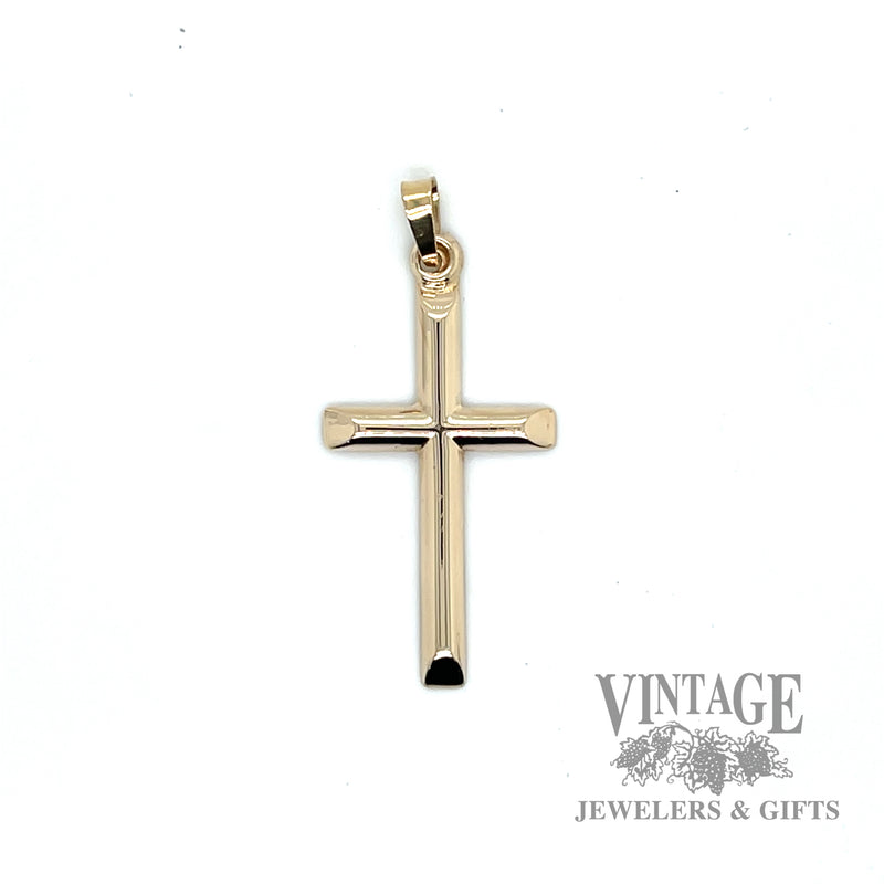 Contemporary 14k gold hollow cross pendant