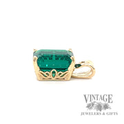 3 carat lab emerald 14k gold filigree pendant side