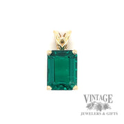 3 carat lab emerald 14k gold filigree pendant