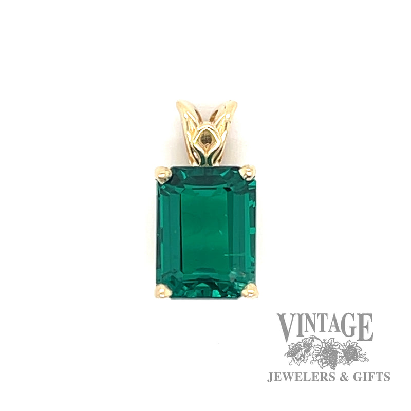 3 carat lab emerald 14k gold filigree pendant