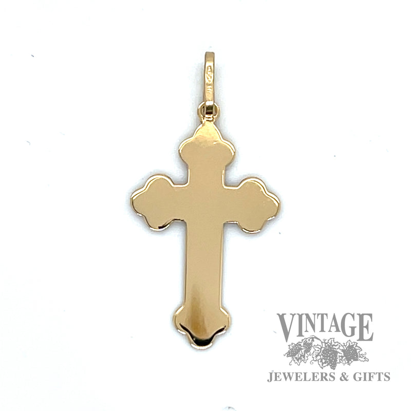 Flat 18k gold latin cross pendant