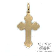 Flat 18k gold latin cross pendant back satin
