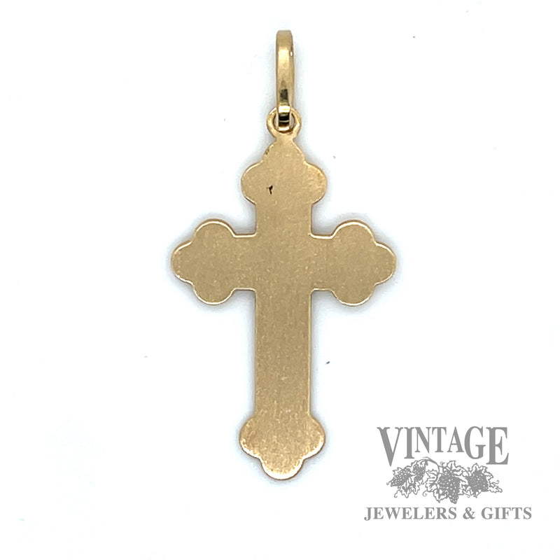 Flat 18k gold latin cross pendant back satin