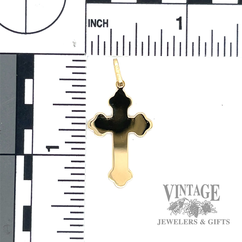 Flat 18k gold latin cross pendant scale