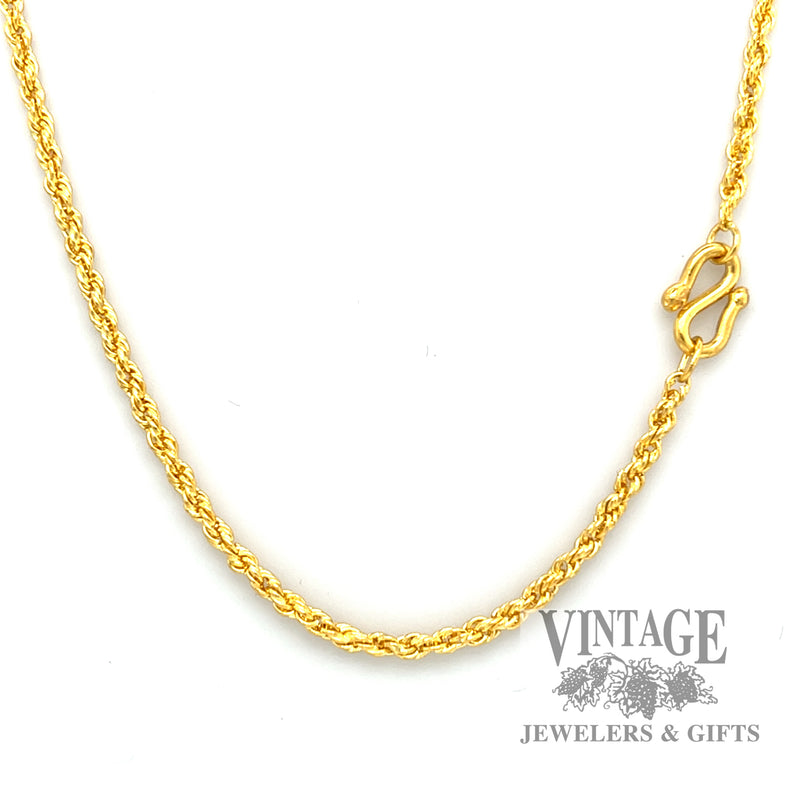 24" 2.5 mm 23k solid gold rope chain necklace