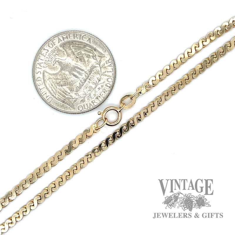 24" serpentine 2.8 mm 13k gold chain necklace