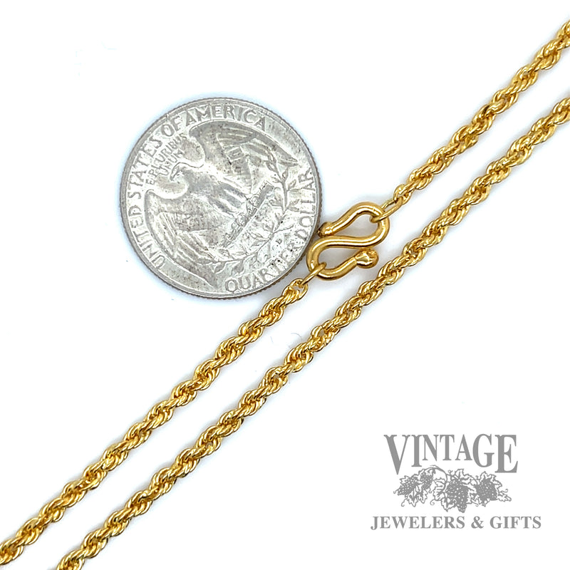 24" 2.5 mm 23k solid gold rope chain necklace