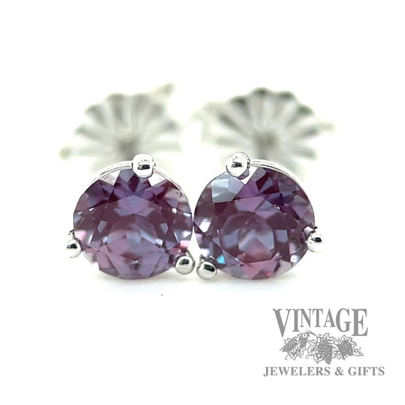5 mm round Lab grown Alexandrite 14kw stud earrings.