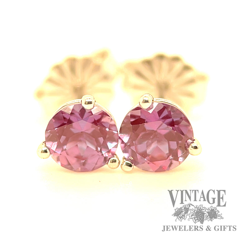 5 mm round Lab grown Alexandrite 14kw stud earrings.