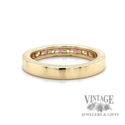 Channel set diamond and garnet ring band bottom