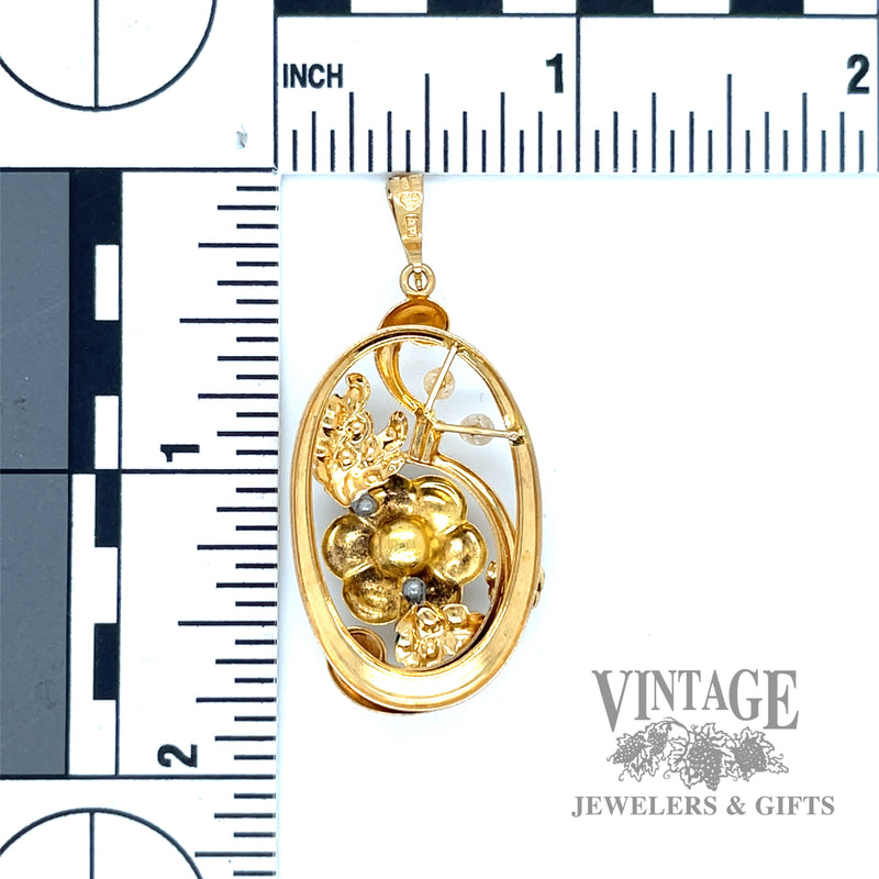 Art nouveau floral 18k gold and pearl Gustaf Dahlgren & Co pendant