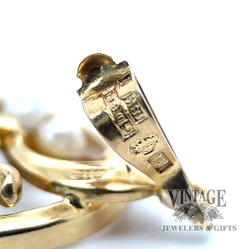 Art nouveau floral 18k gold and pearl Gustaf Dahlgren & Co pendant