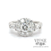 Platinum and natural diamond cluster ring