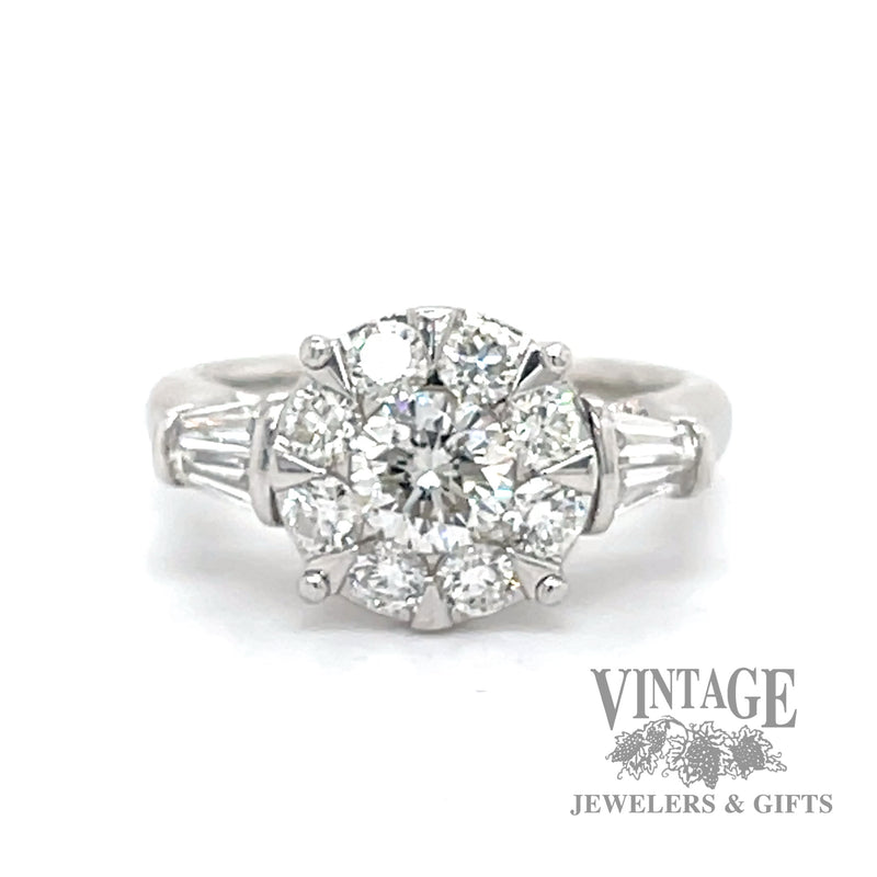 Platinum and natural diamond cluster ring