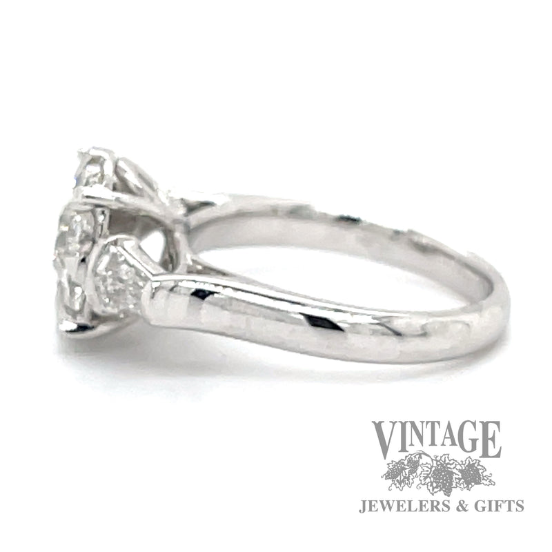 Platinum and natural diamond cluster ring side1