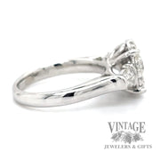 Three cluster 10k white gold natural diamond ring side2