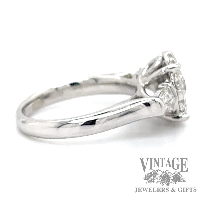 Three cluster 10k white gold natural diamond ring side2