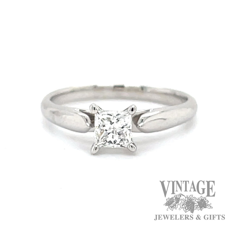 Princess cut 14k white gold natural diamond solitaire ring