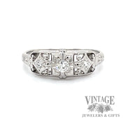 Vintage 18k white gold natural diamond ring
