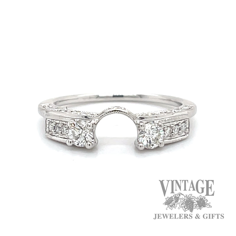 Natural diamond 14k white gold solitaire ring enhancer