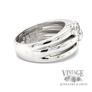 Three band bezel set natural diamond 14kw gold ring side