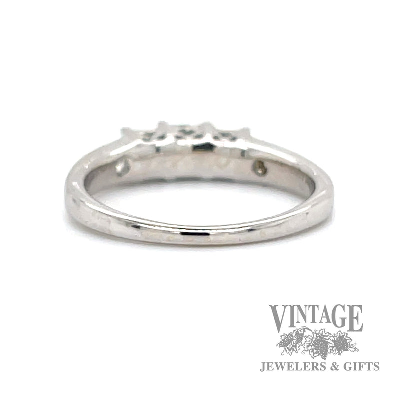 Princess cut natural diamond three stone 14kw gold ring with accented diamond shoulders bottom